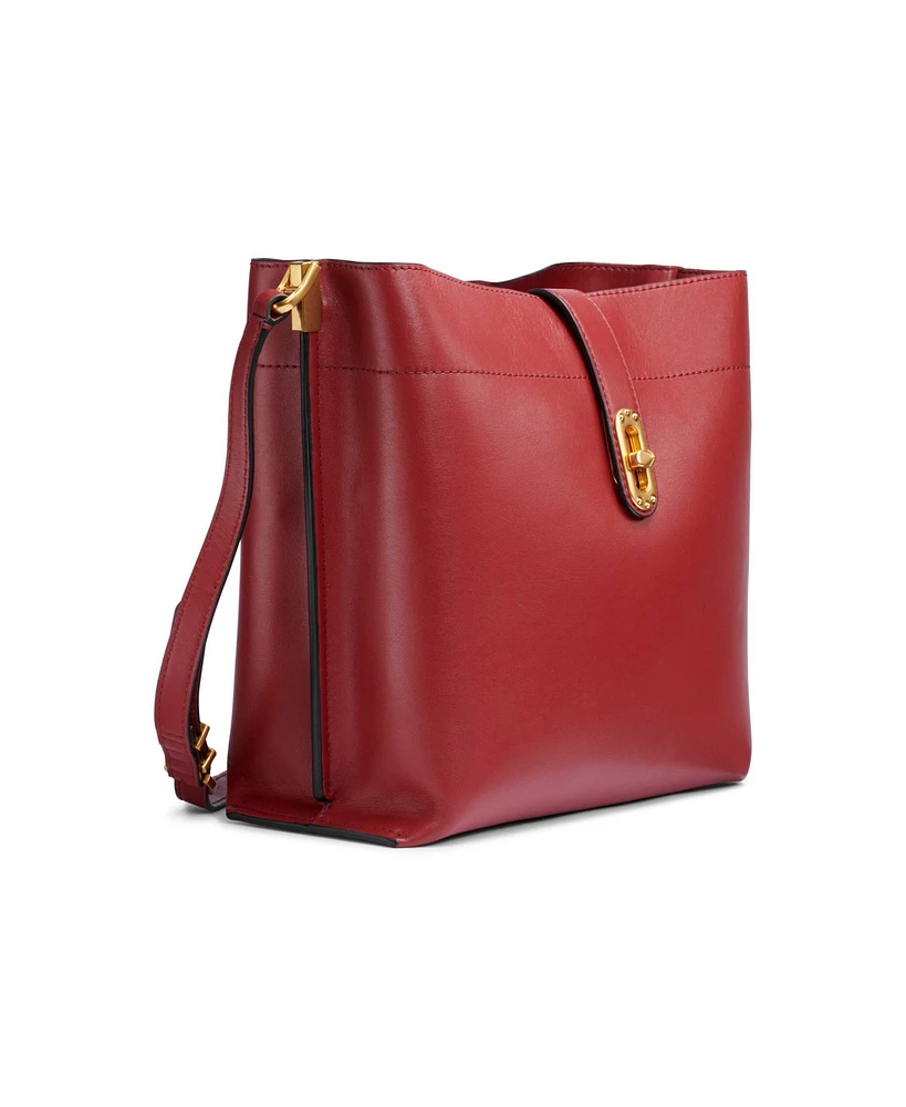 Donna Karan Bridgehampton Leather Turnlock Triple Compartment Crossbody