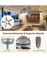 Skonyon 52 Inch Ceiling Fan with Lights and 3 Lighting Colors-Silver Gray