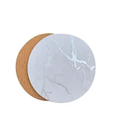 Dainty Home Marble Cork Table Set With 8 Foil Printed Marble Granite Designed Thick Cork Textured 15" x 15" Round Placemats and 8 Round Coasters 4" x