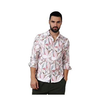 Men's Nude Pink & Ivory White Petal Block Shirt