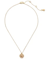 Kate Spade New York Gold-Tone Pave Flower Mini Pendant Necklace, 16" + 3" extender