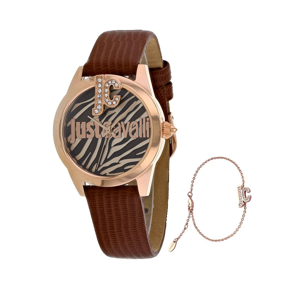 Just Cavalli Women's Just Trama Brown Dial Watch - JC1L099L0035