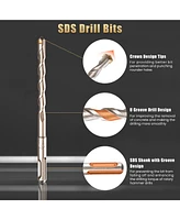 Yescom 17pcs Sds Plus Rotary Hammer Drill Bits Chisel Concrete Masonry Hole Tool Set