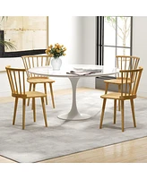 Costway Rubber Wood Windsor Dining Chairs Set of 2 with Spindle Back for Living Room