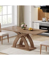 Tribesigns Dining Table for 4-6 People, 63" L x 31.5" W Modern Rectangular Kitchen Table with Thick Wooden Pedestal Base, Wood Dinner Table Kitchen &
