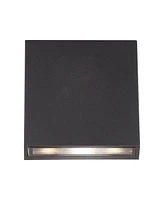 Possini Euro Design Stanford Modern Outdoor Wall Light Fixture Led Black Aluminum 5 1/2" Square Tempered Glass Lens Up Down for Exterior House Porch P