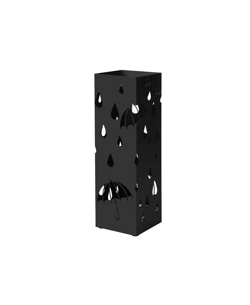 Slickblue Square Black Umbrella Stand Sleek and Modern Umbrella Holder