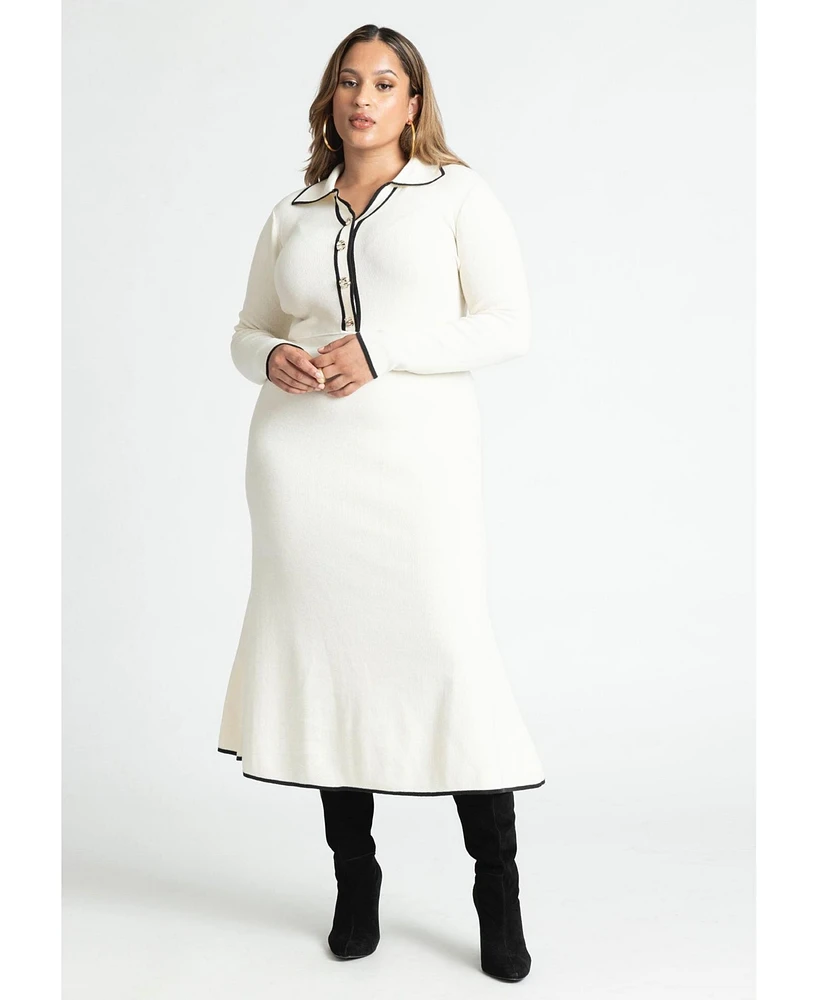 Eloquii Plus Ribbed Sweater Dress With Collar