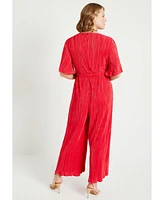 June + Vie Plus Wide-Leg Plisse Jumpsuit