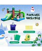 Costway 6-in-1 Winter Themed Snowman Inflatable Castle kids Jumping House with 735W Blower