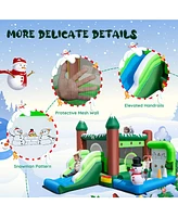 Costway 6-in-1 Winter Themed Snowman Inflatable Castle kids Jumping House with 735W Blower