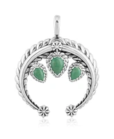 American West Jewelry Sterling Silver and Pear Cut Green Turquoise Gemstone Rope Naja Pendant Enhancer