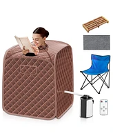 Vebreda Portable Personal Steam Sauna Spa with Steamer Chair-Coffee