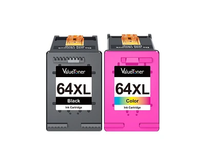 Valuetoner Remanufactured Ink Cartridge Replacement for Hp 64XL 64 Xl for Envy Photo 7855 7858 7800 7100 7155 6255 7164 (Black, Color, 2-Pack)