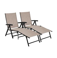 Yaheetech 2pcs Texteline Outdoor Chaise Lounge Portable Patio Lounge