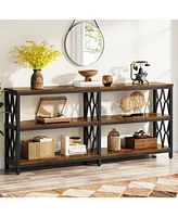 Tribesigns 70.9" Long Console Table with Storage Shelves, Industrial 3-Tier Sofa Table for Living Room, Foyer Table Entryway Table for Hallway, Front