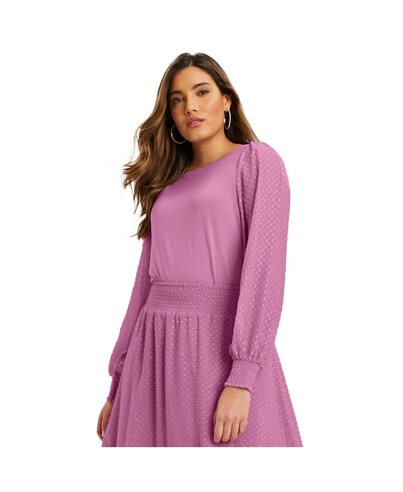 June + Vie Plus Size June + Vie Lace-Sleeve Top