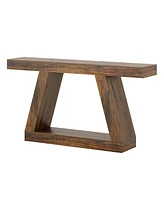 Tribesigns Farmhouse Console Table, 55-Inch Rustic Sofa Table with Storage, Industrial Wooden Entryway Table for Hallway, Living Room