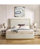 Inspired Home Aksel Velvet Platform Bed Queen