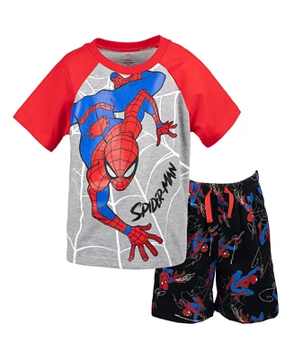 Marvel Toddler Boys Spider-Man T-Shirt and French Terry Shorts Outfit Set to (2T