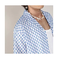 Men's Chalk White & Prussian Blue Embroidered Checkered Shirt