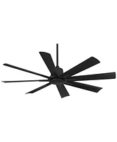 Casa Vieja 54" Inspirit Modern Indoor Outdoor Ceiling Fan 8 Blade Led Light Remote Control Matte Black Finish Blades Bedroom Patio Living Room Kitchen