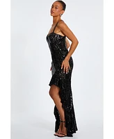 Quiz Women's Sequin Strap Fishtail Maxi Dress