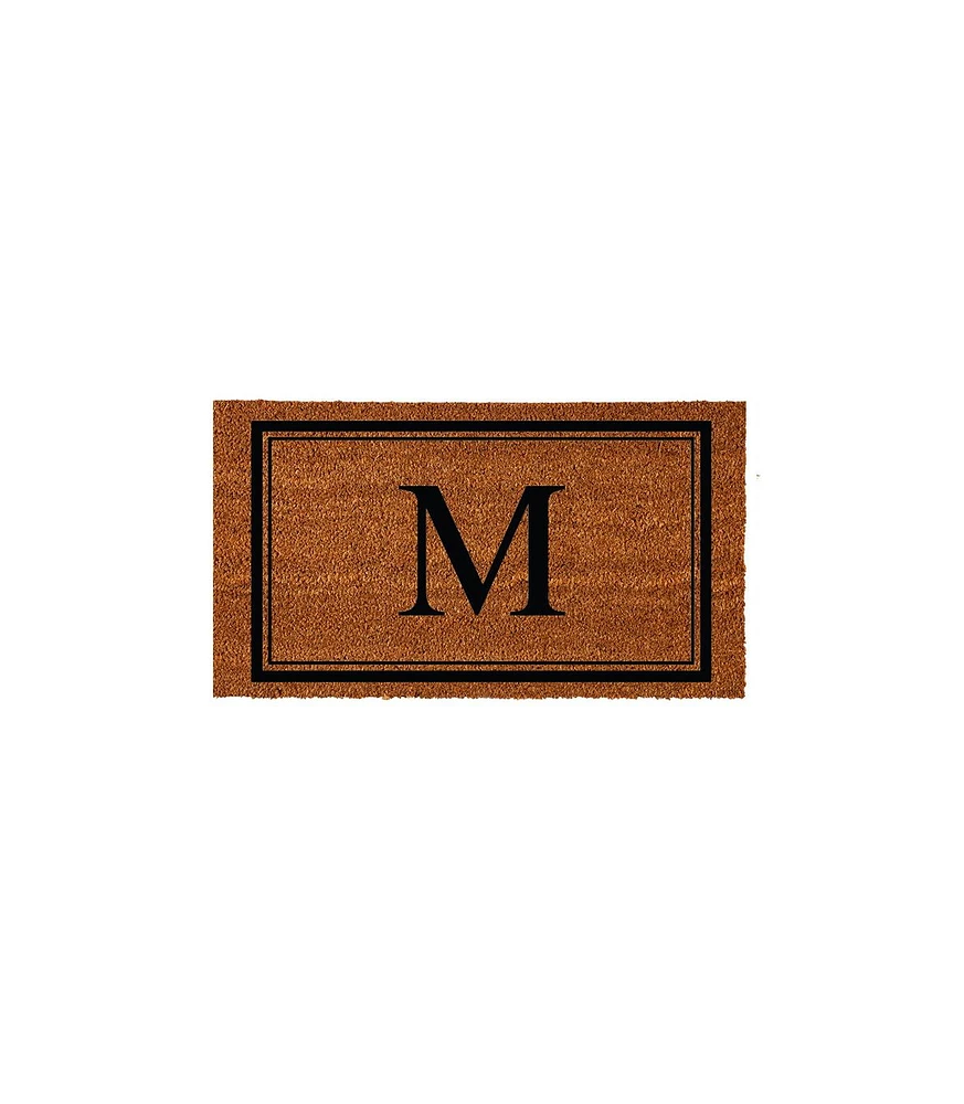 Evergreen Monogram Indoor Outdoor 100% Natural Coir Doormat 28" x 16" | Letter "M"