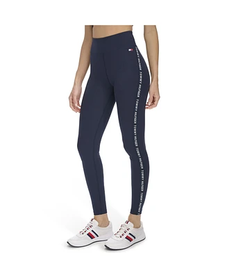 Tommy Hilfiger Women's High Rise Full Length Legging With Logo Taping