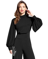 Hotsquash London Women's Blouson Sleeve Wide Leg Jumpsuit