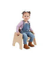 ECR4Kids Stackable Wooden Toddler Chair, 6in, Natural, 2-Pack
