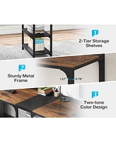 Tribesigns 90.55'' 2 Person Desk with Storage Shelves, Double Computer Spacious Desktop, Extra Long Study Writing Table Workstation for Home