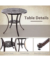 Givimo Patio Cast Aluminum Table 31 Inch Diameter Round Table with Umbrella Hole-Copper