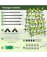 Skonyon A-Frame Garden Cucumber Trellis with Netting for Climbing Plants Outdoor-Black
