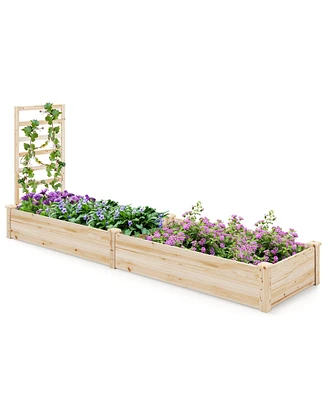 Skonyon Raised Garden Bed with Planter Box and Trellis-Natural