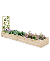 Skonyon Raised Garden Bed with Planter Box and Trellis-Natural