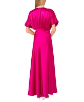 CeCe Women's Satin Dolman-Sleeve Empire-Waist Maxi Dress