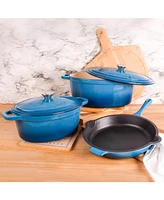 BergHOFF Neo 5pc Cast Iron Oval Dutch Oven Set with 10" Fry Pan