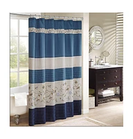 Home Outfitters Purple Faux Silk Lined Shower Curtain w/Embroidery 72x72", for Bathrooms, Transitional