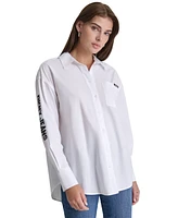 Dkny Jeans Women's Cotton Embroidered-Logo Shirt