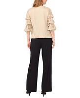 Vince Camuto Women's Metallic V-Neck Lantern-Sleeve Top