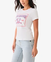 True Religion Women's Crystal Retro Horseshoe Crew Tee