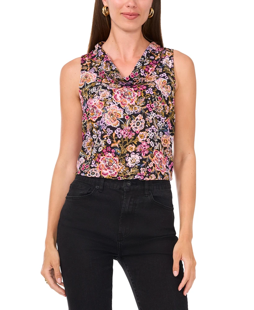 Vince Camuto Women's Floral-Print Cowl-Neck Sleeveless Top