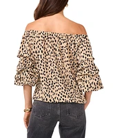 Vince Camuto Women's Printed Off-The-Shoulder Bubble-Sleeve Top