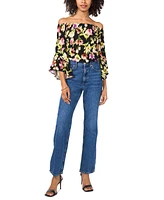 Vince Camuto Women's Printed Off-The-Shoulder Flutter-Sleeve Top