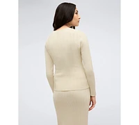 Kenneth Cole Women's Ribbed Crewneck Long-Sleeve Top