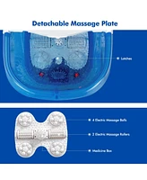Sugift Portable All-In-One Heated Foot Bubble Spa Bath Motorized Massager-Blue and Withe