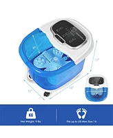 Sugift Portable All-In-One Heated Foot Bubble Spa Bath Motorized Massager-Blue and Withe