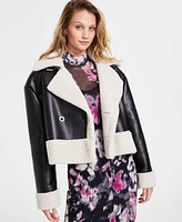 Steve Madden Women's Athen Faux-Shearling Aviator Jacket