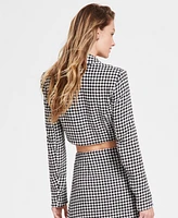 Steve Madden Women's Rupi Cropped Houndstooth Blazer